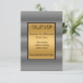白黒金ゴールド両面RSVP 招待状 (スタンド正面)