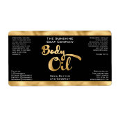 白黒金ゴールド体油ボトルラベル ラベル (正面)