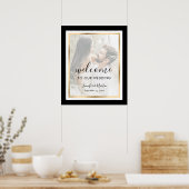 白黒金ゴールド写真結婚のウェルカムサイン ポスター (キッチン)