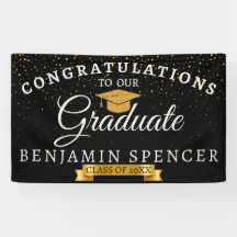 白黒金ゴールド卒業お祝いバナー