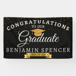 白黒金ゴールド卒業お祝いバナー 横断幕