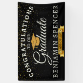 白黒金ゴールド卒業お祝いバナー 横断幕 (縦)