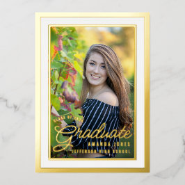 白黒金ゴールド卒業お祝いパーティー 箔招待状