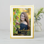 白黒金ゴールド卒業お祝いパーティー 箔招待状 (立ち正面)