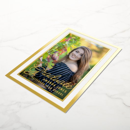 白黒金ゴールド卒業お祝いパーティー 箔招待状 (回転した状態)