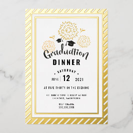 白黒金ゴールド卒業お祝いパーティー 箔招待状