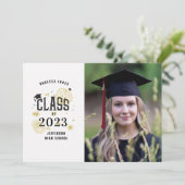 白黒金ゴールド卒業お祝い発表 招待状 (スタンド正面)