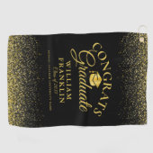 白黒金ゴールド卒業モダン ゴルフタオル (横)