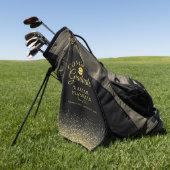 白黒金ゴールド卒業モダン ゴルフタオル (グリーン)