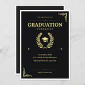 白黒金ゴールド卒業式招待状 招待状 (正面/裏面)