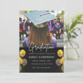 白黒金ゴールド卒業招待状 招待状 (スタンド正面)