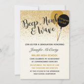 白黒金ゴールド卒業招待状 招待状 (正面)