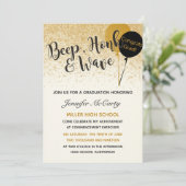 白黒金ゴールド卒業招待状 招待状 (スタンド正面)