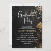 白黒金ゴールド卒業2025 3枚の写真パーティー 招待状 (裏面)