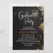 白黒金ゴールド卒業2025 3枚の写真パーティー 招待状 (裏面)