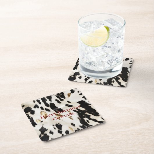 白黒金ゴールド南西コウィド誕生日 スクエアペーパーコースター (インサイチュ)