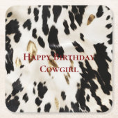 白黒金ゴールド南西コウィド誕生日 スクエアペーパーコースター (正面)