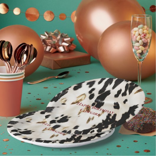 白黒金ゴールド南西コウィド誕生日 ペーパープレート (複数)