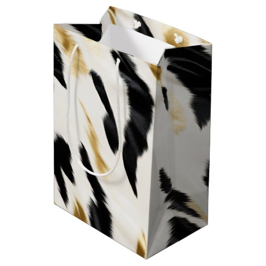 白黒金ゴールド南西コウィド誕生日 ミディアムペーパーバッグ (裏面アングル)