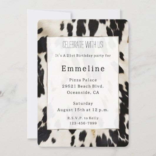 白黒金ゴールド南西コウィド誕生日 招待状 (正面)