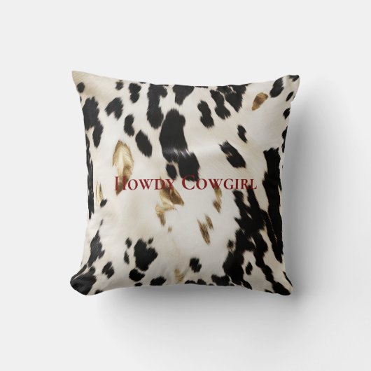 白黒金ゴールド南西女性のカーボーイ牛駆体 クッション (正面)