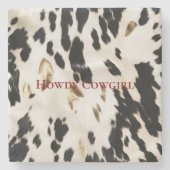 白黒金ゴールド南西女性のカーボーイ牛駆体 ストーンコースター (正面)