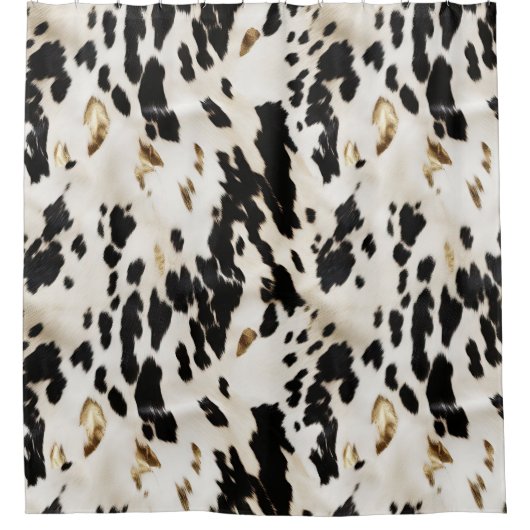 白黒金ゴールド南西部コウィド シャワーカーテン (正面)