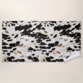 白黒金ゴールド南西部コウィド ビーチタオル (正面)