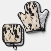 白黒金ゴールド南西部コウィド 鍋つかみ&鍋敷きセット (正面/裏面)