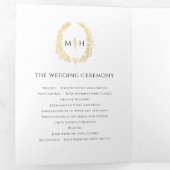 白黒金ゴールド卵葉モノグラム結婚の写真 三つ折りプログラム (内部最初)