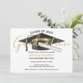 白黒金ゴールド大学院キャップディシレイションパーティー 招待状 (スタンド正面)