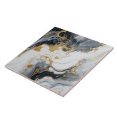 白黒金ゴールド大理石及びアルコールインク抽象芸術 タイル (側面)