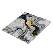 白黒金ゴールド大理石及びアルコールインク抽象芸術 タイル (側面)