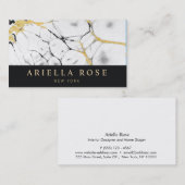 白黒金ゴールド大理石抽象芸術 名刺 (正面/裏面)