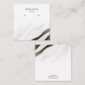 白黒金ゴールド大理石・イヤリングジュエリー表示 スクエア名刺 (正面/裏面)