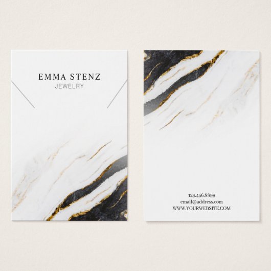 白黒金ゴールド大理石・ネックレスペンダントディスプレイ (正面&裏面)