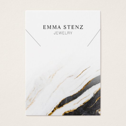 白黒金ゴールド大理石・ネックレスペンダントディスプレイ (正面)