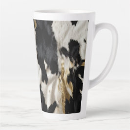 白黒金ゴールド女性のカーボーイ牛皮 カフェラテマグ