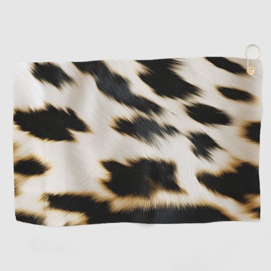 白黒金ゴールド女性のカーボーイ牛皮 ゴルフタオル (横)