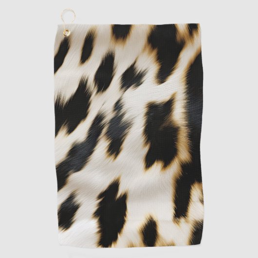 白黒金ゴールド女性のカーボーイ牛皮 ゴルフタオル (正面)