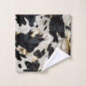 白黒金ゴールド女性のカーボーイ牛皮 バスタオルセット (ウォッシュタオル)