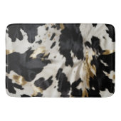 白黒金ゴールド女性のカーボーイ牛皮 バスマット (正面)