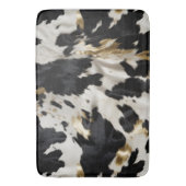 白黒金ゴールド女性のカーボーイ牛皮 バスマット (正面縦)