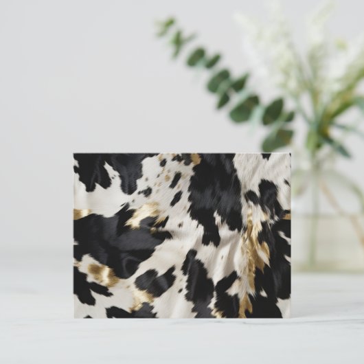 白黒金ゴールド女性のカーボーイ牛皮 ポストカード (スタンド正面)