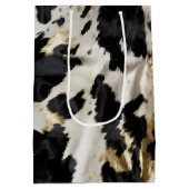 白黒金ゴールド女性のカーボーイ牛皮 ミディアムペーパーバッグ (裏面)