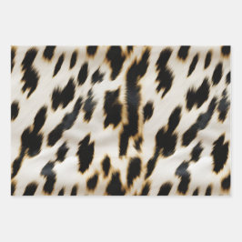 白黒金ゴールド女性のカーボーイ牛皮 ラッピングペーパーシート