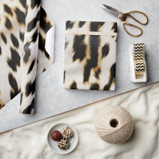 白黒金ゴールド女性のカーボーイ牛皮 ラッピングペーパー (クラフト)