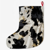 白黒金ゴールド女性のカーボーイ牛皮 ラージクリスマスストッキング (裏面)