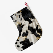 白黒金ゴールド女性のカーボーイ牛皮 ラージクリスマスストッキング (裏面 (吊り時))