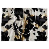 白黒金ゴールド女性のカーボーイ牛皮 ラージペーパーバッグ (裏面)